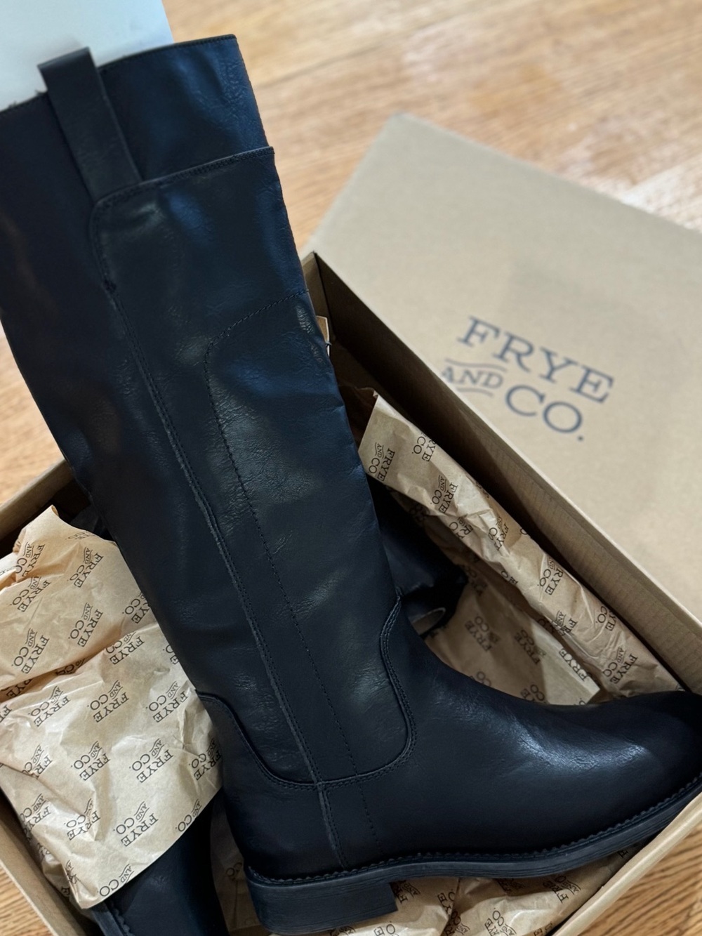 FRYE AND CO. Tall Black vegan Leather Riding Boots
